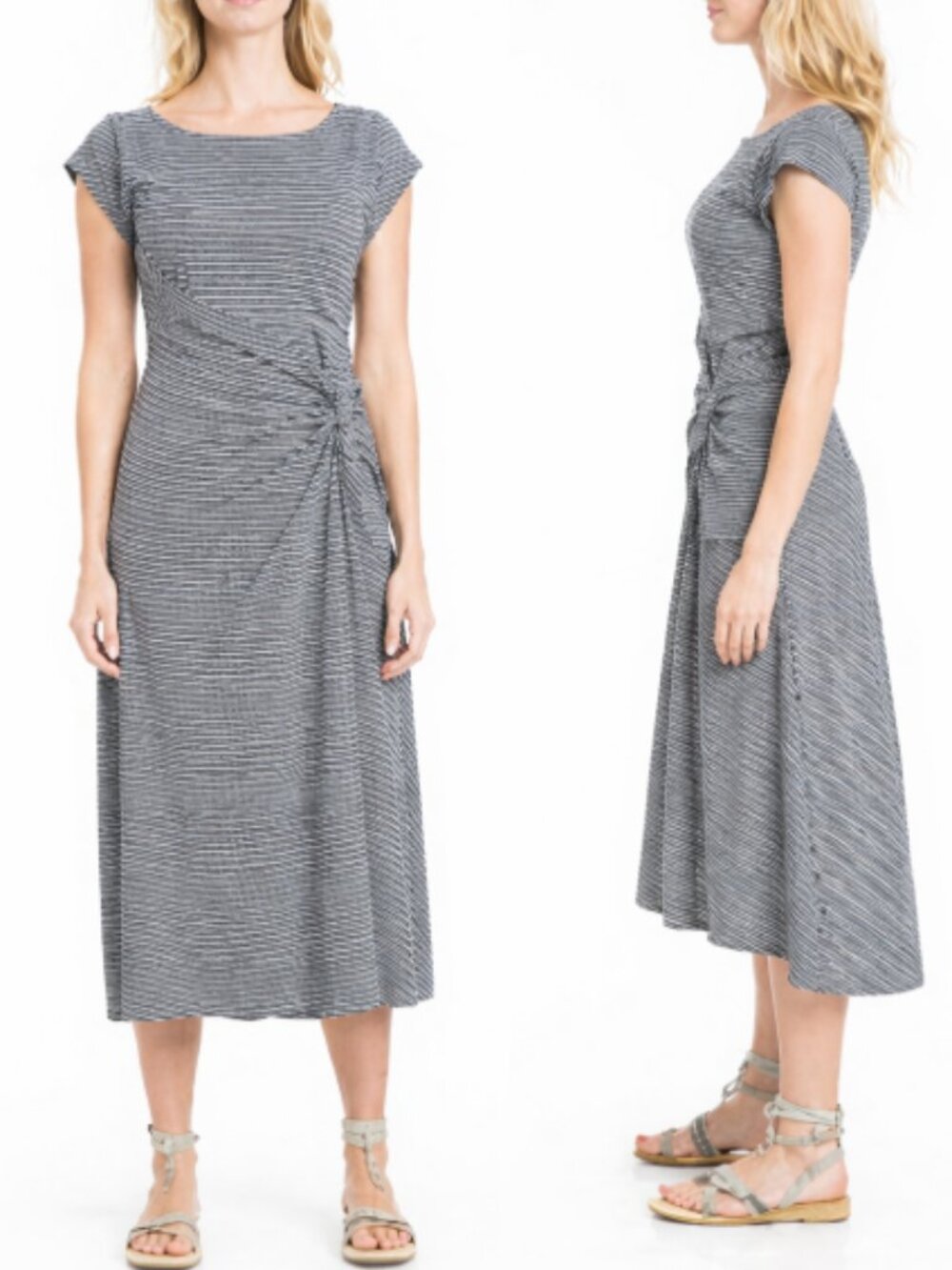 MAX STUDIO Side Ruched Midi Dress LARGE